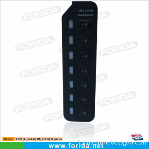 SuperSpeed Power strip 7 ports usb3.0 hub with rubber coating